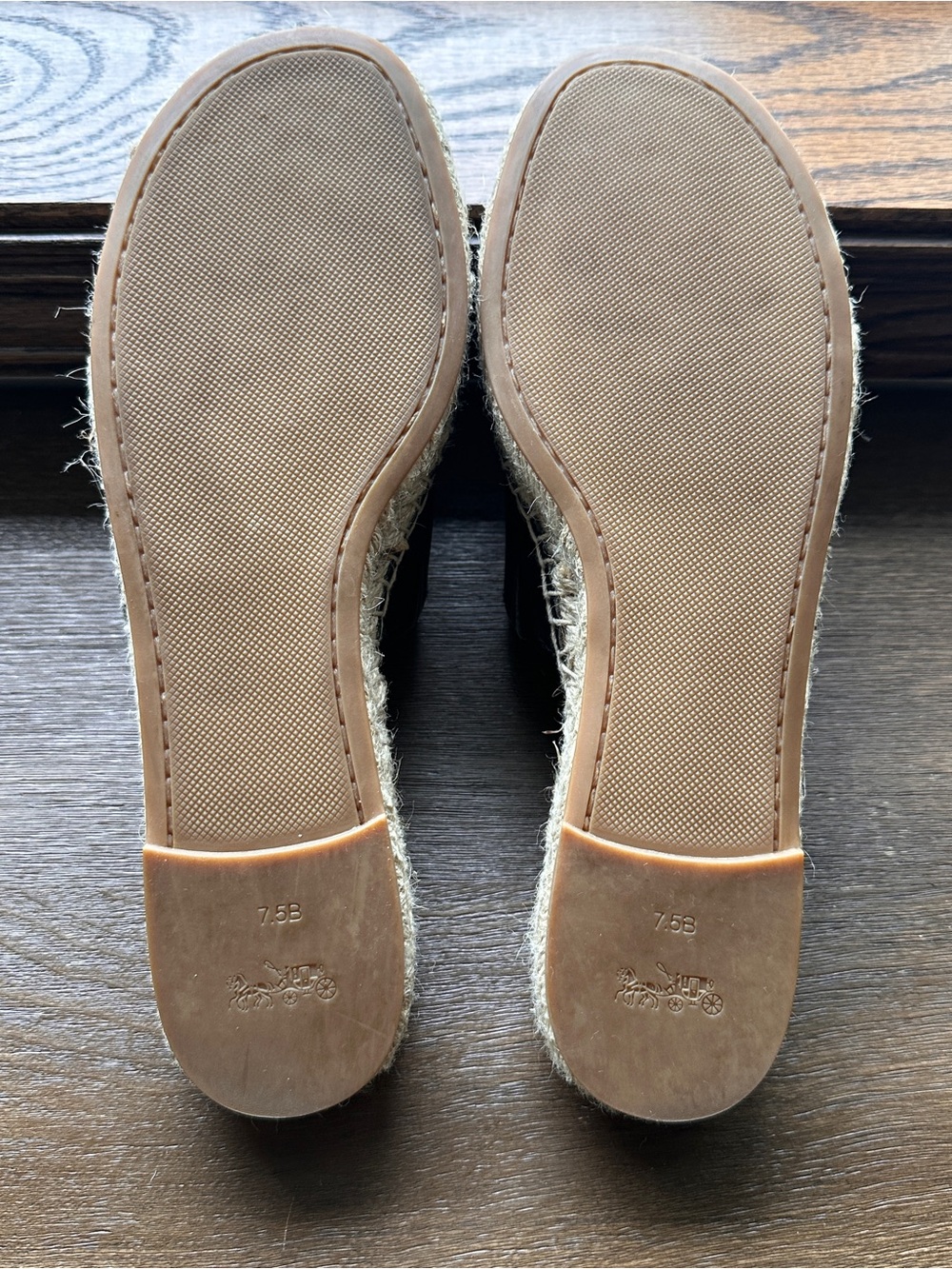 Coach Claudia Black Leather Slide Espadrille Open Toe Sandals Size 7.5 - Picture 3 of 9